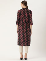Black Paisley Printed Straight Cut Kurta
