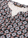 Black Abstract Printed Straight Cut Kurta