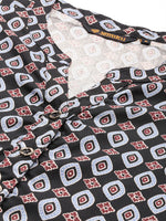 Black Abstract Printed Straight Cut Kurta