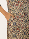 Beige & Multicolored Ethnic Motifs Printed Mandarin Collar Kurta