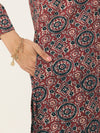 Red Ethnic Motifs Printed Mandarin Collar Kurta