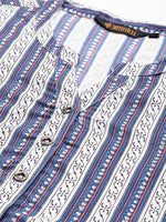 Blue & White Striped Straight Cut Kurta