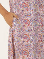 Paisley Printed Mandarin Collar Kurta