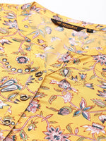 Yellow Floral Printed Straight Cut Kurta