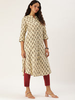 Beige Ethnic Motifs Printed Kurta