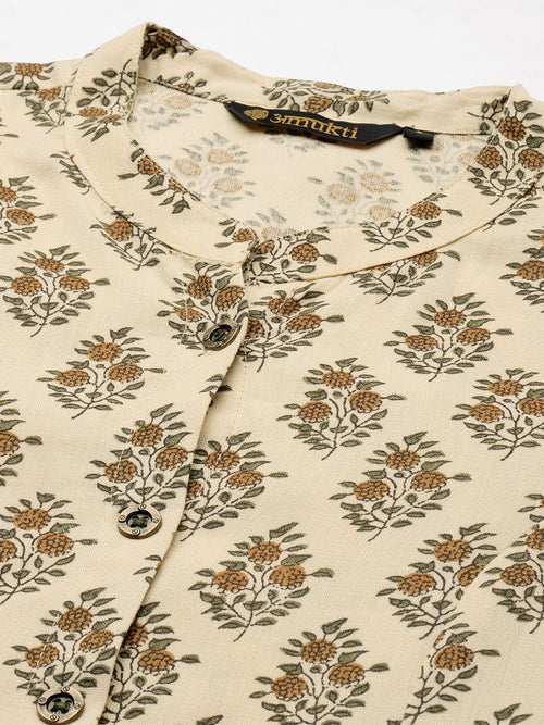 Beige Ethnic Motifs Printed Kurta