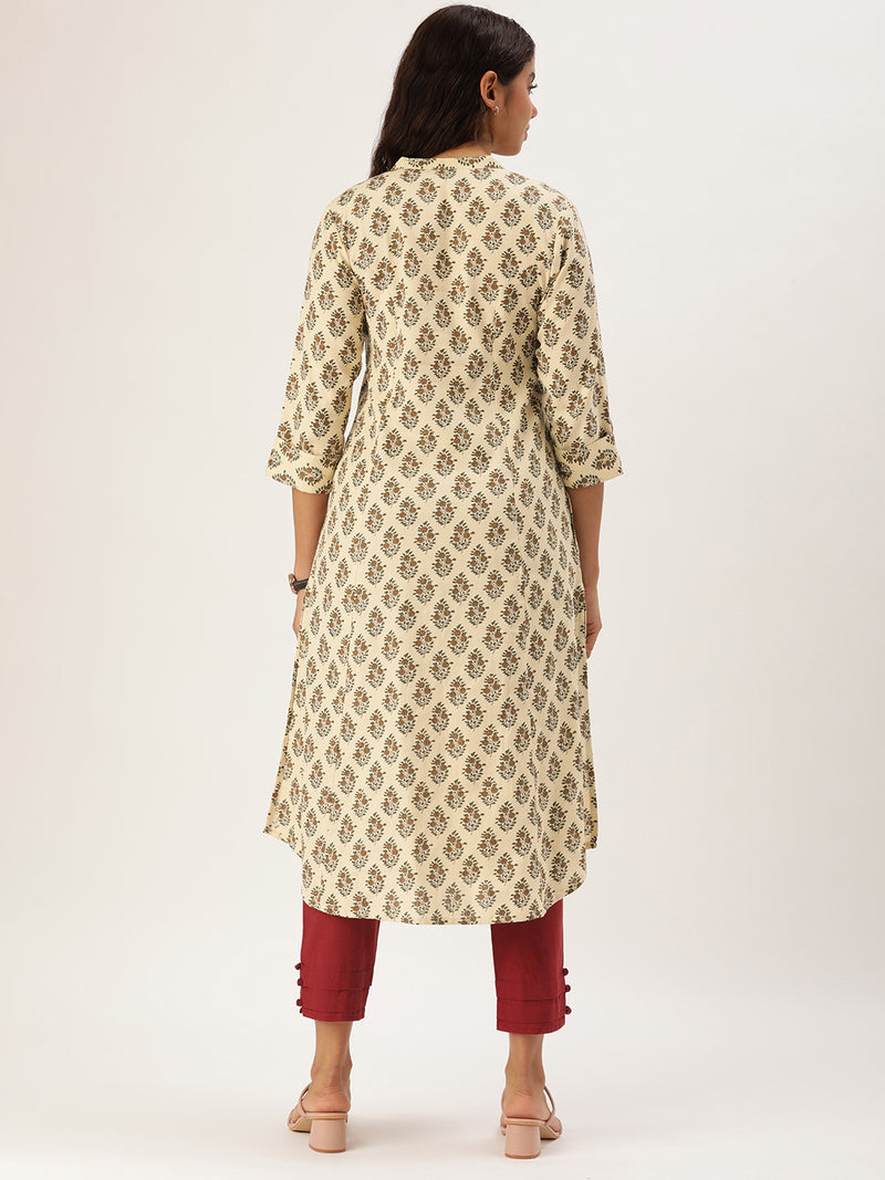 Beige Ethnic Motifs Printed Kurta