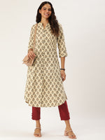 Beige Ethnic Motifs Printed Kurta