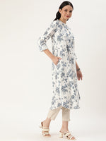 White Jal Floral Printed Kurta