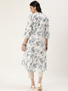 White Jal Floral Printed Kurta