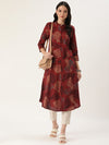 Red Abstract Printed Kurta