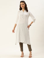 White & Black Quirky Printed Straight Cut Kurta