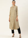 Beige & Black Abstract Printed Kurta