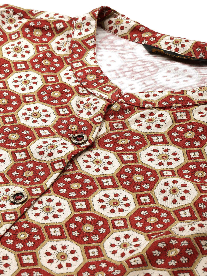 Red Ethnic Motifs Printed Kurta