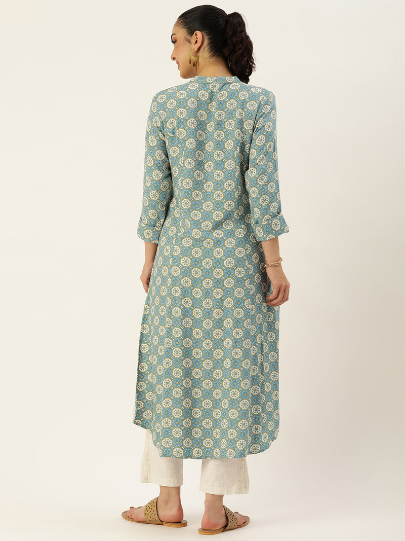 Blue Ethnic Motifs Printed Kurta