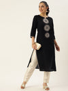 Black Ethnic Motifs Embroidered Mirror Work Kurta