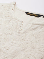 Beige Floral Embroidered Kurta