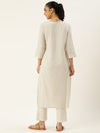 Beige Floral Embroidered Kurta
