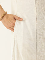 Beige Floral Embroidered Kurta