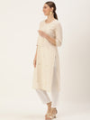 White Floral Embroidered Sequinned Kurta