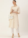 White Floral Embroidered Sequinned Kurta