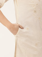 White Floral Embroidered Sequinned Kurta