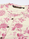 Beige and Pink Floral Printed Kurta