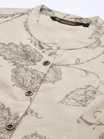 Beige and Grey Floral  Printed Kurta