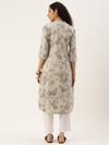 Beige and Grey Floral  Printed Kurta