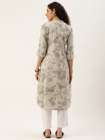 Beige and Grey Floral  Printed Kurta