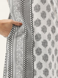 White Ethnic Motifs Printed Straight Kurta