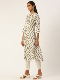 Beige Chevron Printed Princess Cut Kurta