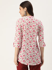 White & Pink Floral Print Tunic