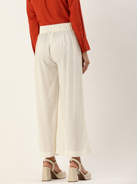 White Solid Parallel Pant