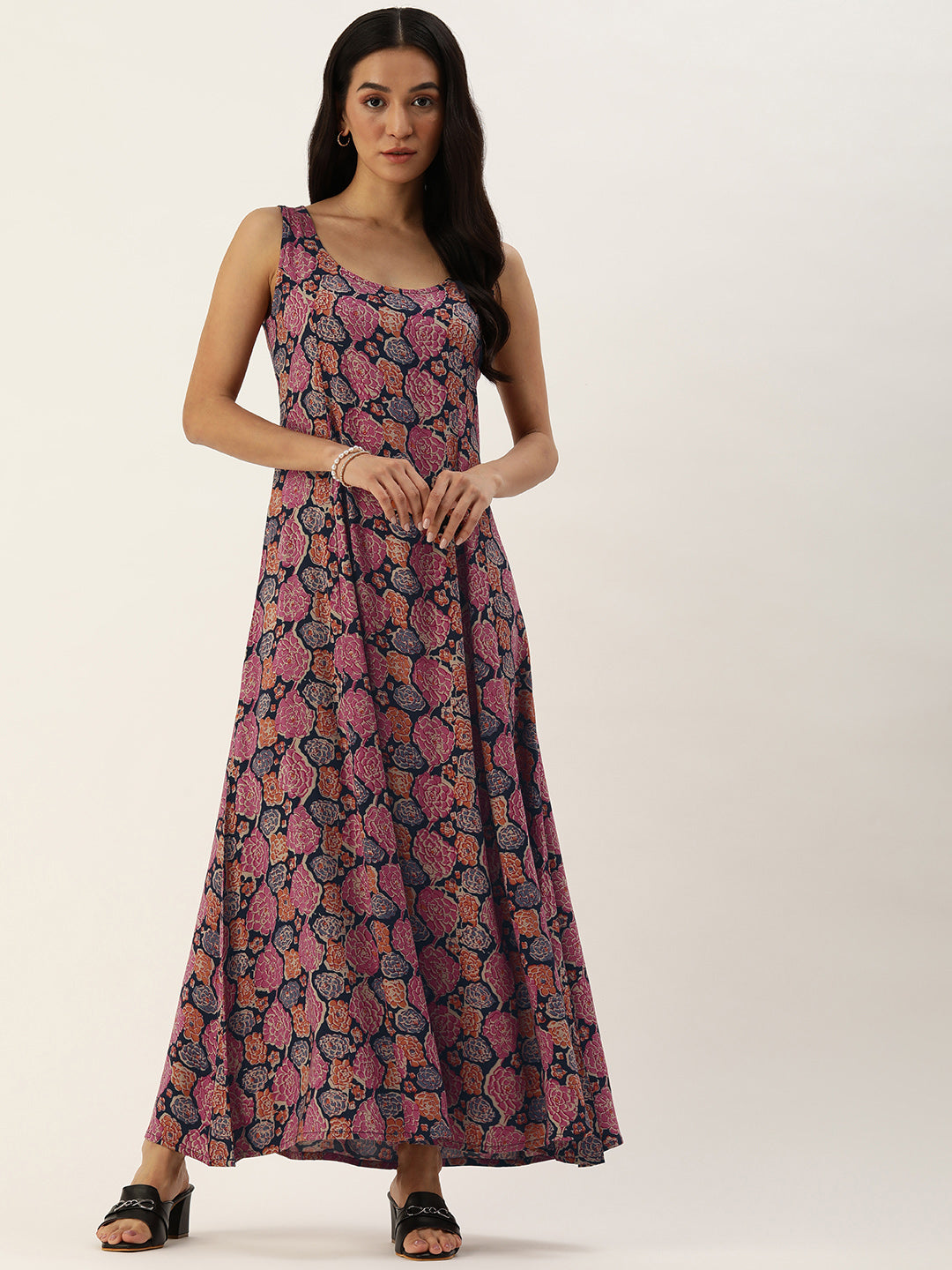 Pink Ethnic Motifs Printed Maxi Dress