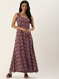 Pink Ethnic Motifs Printed Maxi Dress