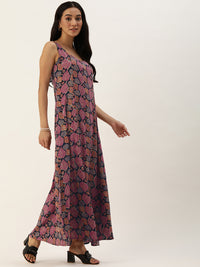 Pink Ethnic Motifs Printed Maxi Dress
