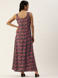 Pink Ethnic Motifs Printed Maxi Dress