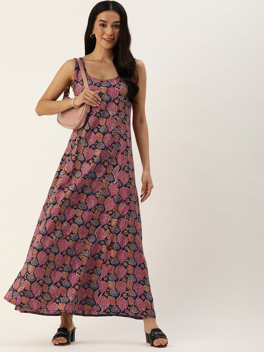 Pink Ethnic Motifs Printed Maxi Dress