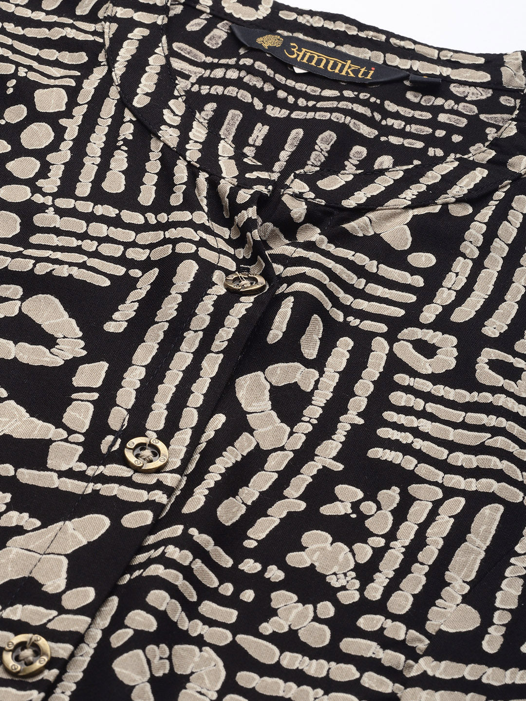 Black Abstract Printed Straight Kurta