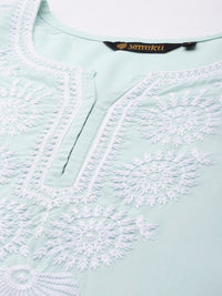 Blue Ethnic Motifs Embroidered Straight Kurta