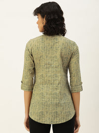 Green Printed Mandarin Collar Tunic