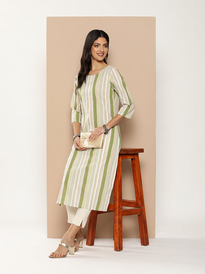 Green Striped Kurta