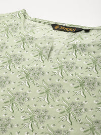Green Floral Printed Kurta