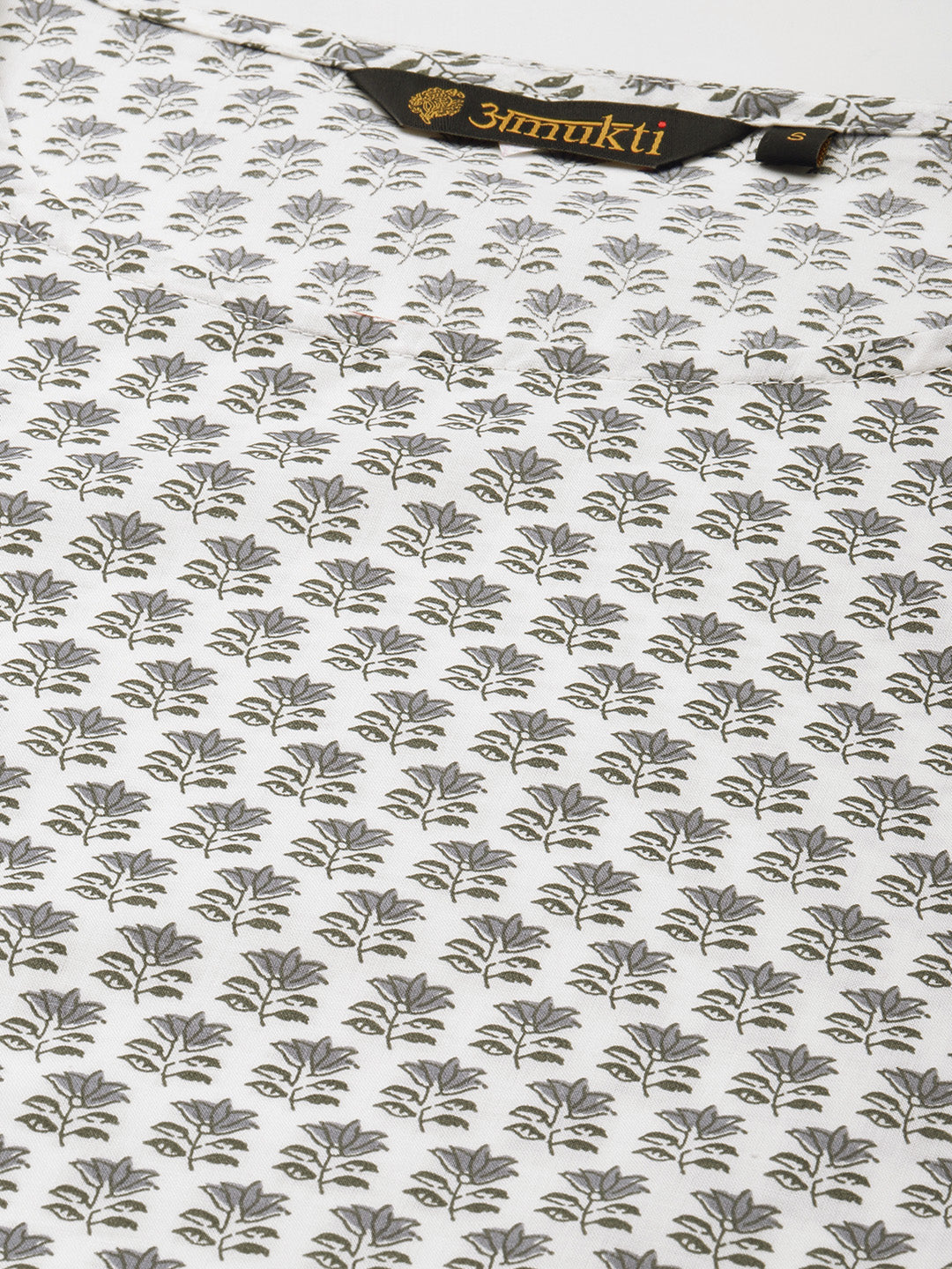 Grey Floral Printed Kurta
