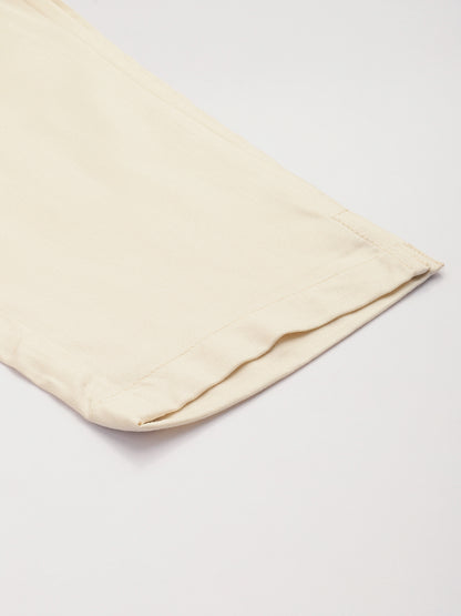 Beige Pleated Ethnic Trousers