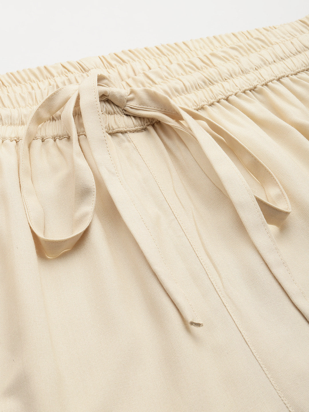 Beige Pleated Ethnic Trousers