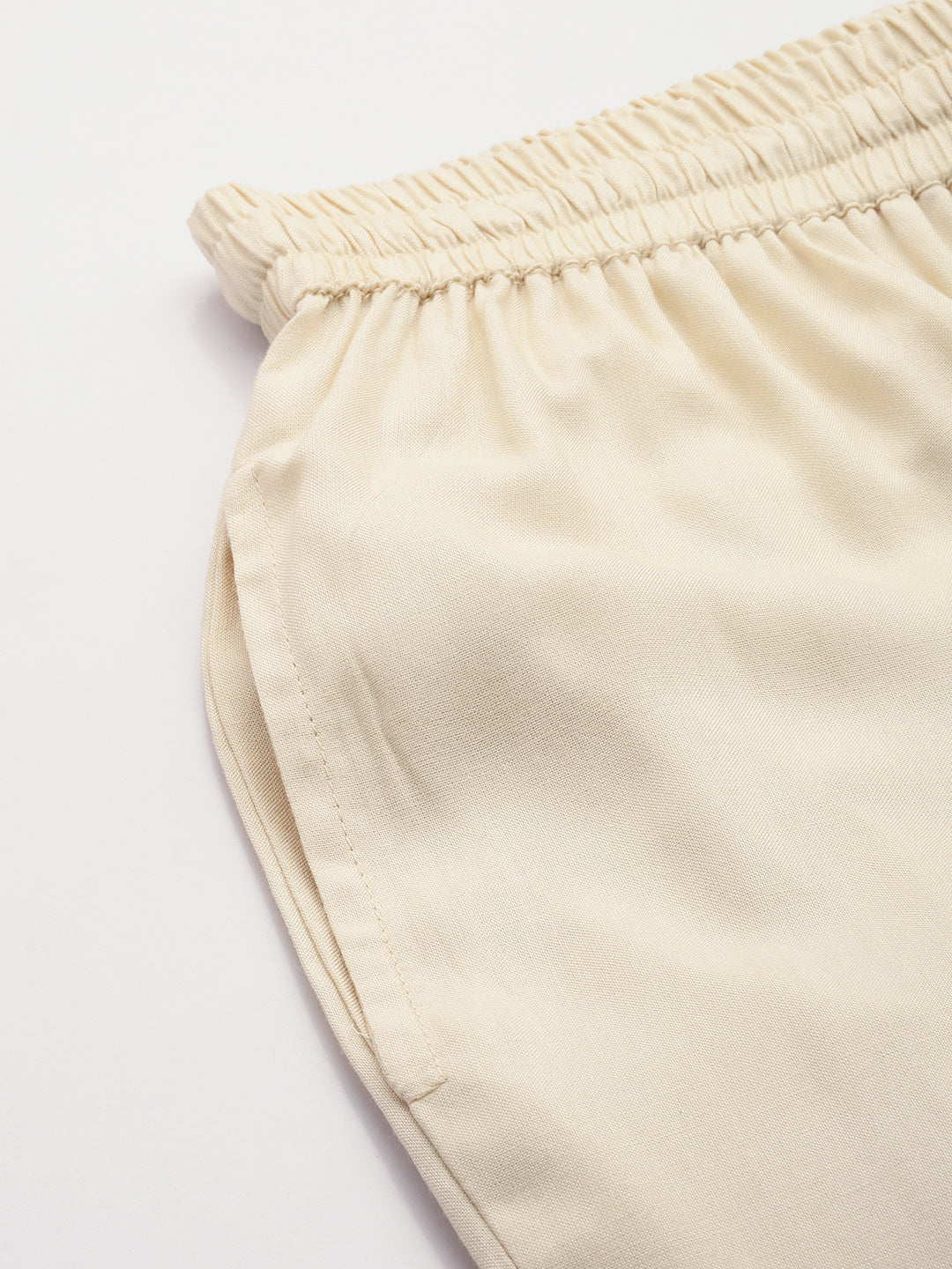 Beige Pleated Ethnic Trousers