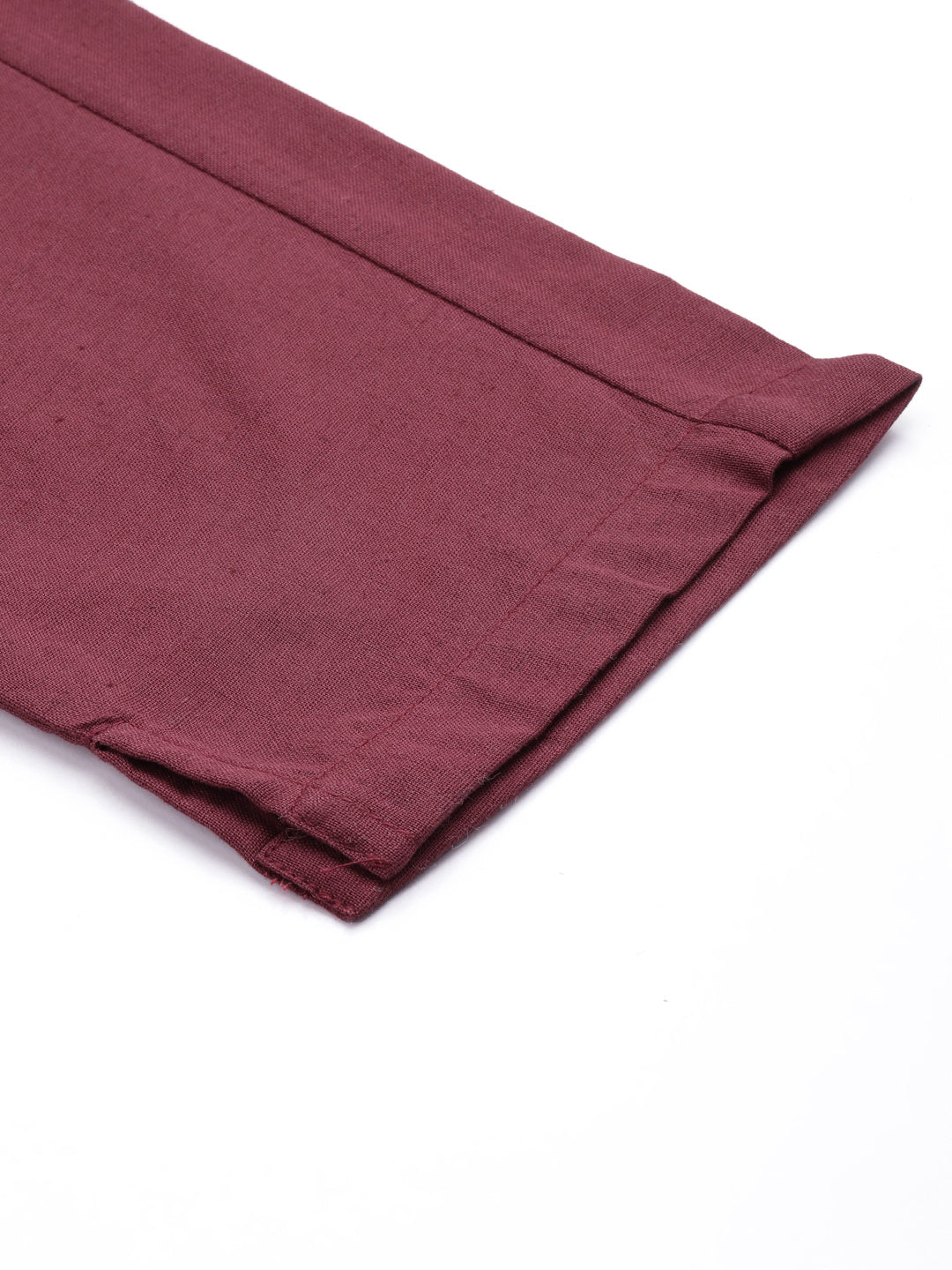 Maroon Solid Pleated Cigarette Trousers