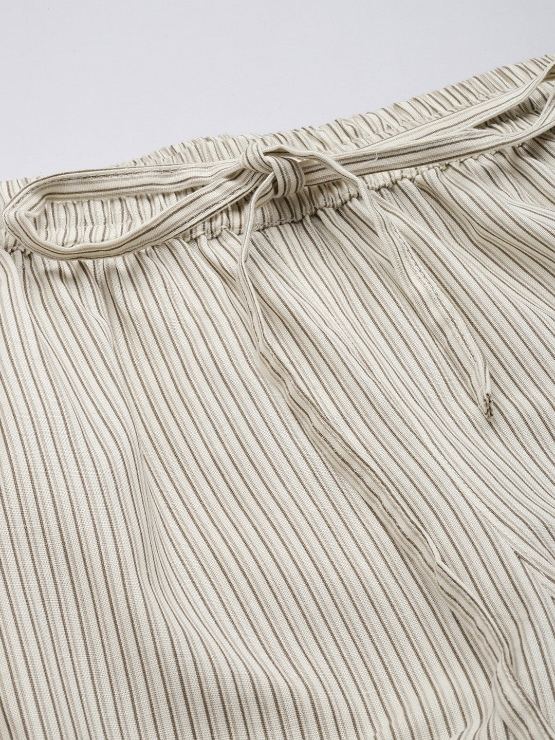 Off White Striped Easy Wash Trousers